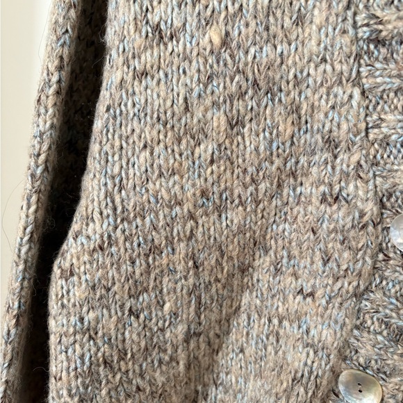 ZARA KNIT CARDIGAN - WOOL - MULTICOLOUR - BROWN/LIGHT BLUE SPECKS - M - Picture 5 of 5